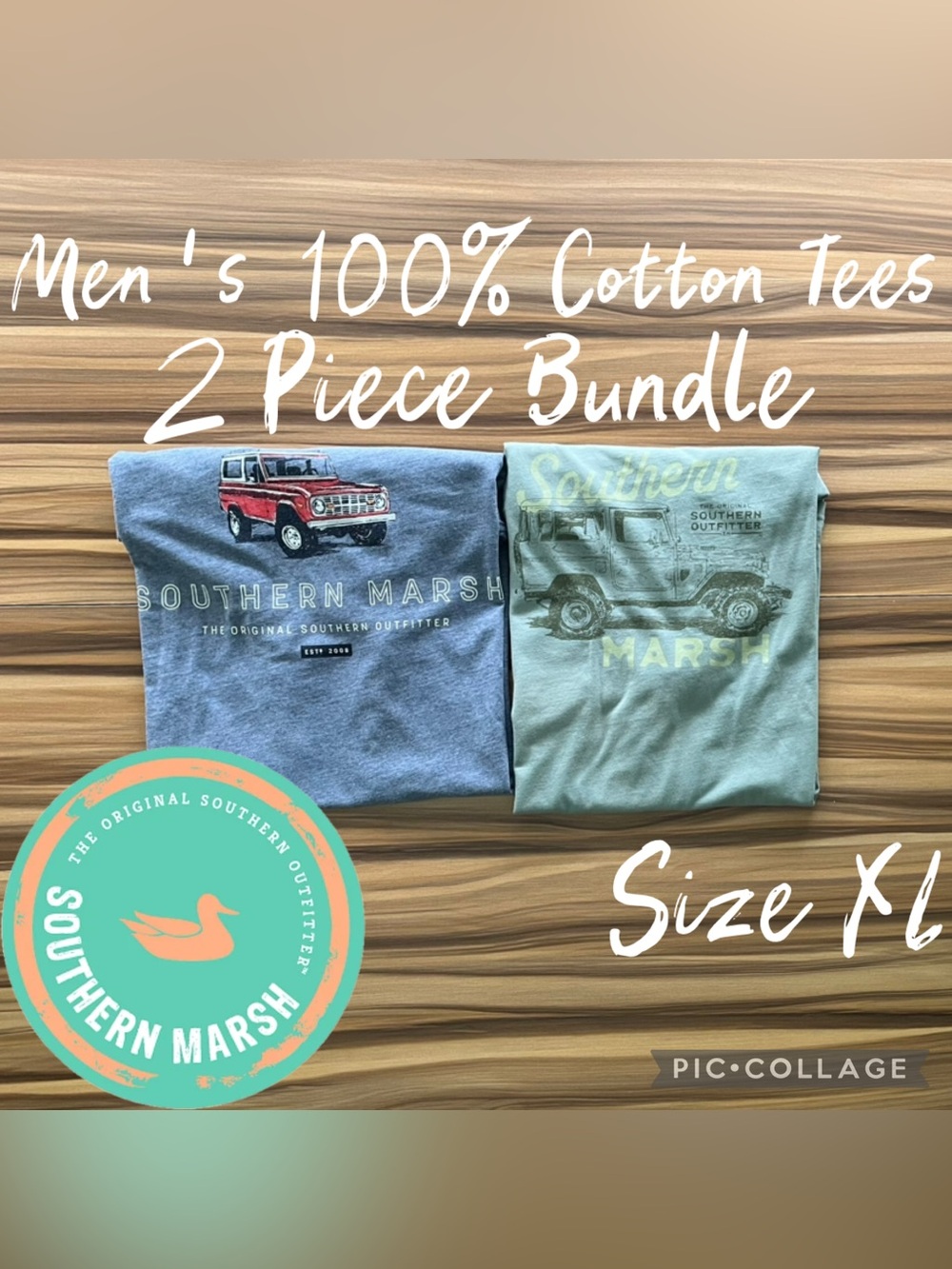 Southern Marsh Mens Clothes Short Sleeve 100% Cotton Tees 2 Piece Bundle Size XL
